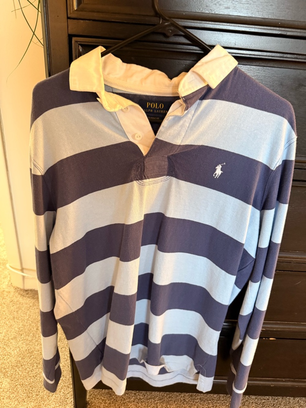 Polo by Ralph Lauren Navy & Light Blue Striped Rugby Shirt